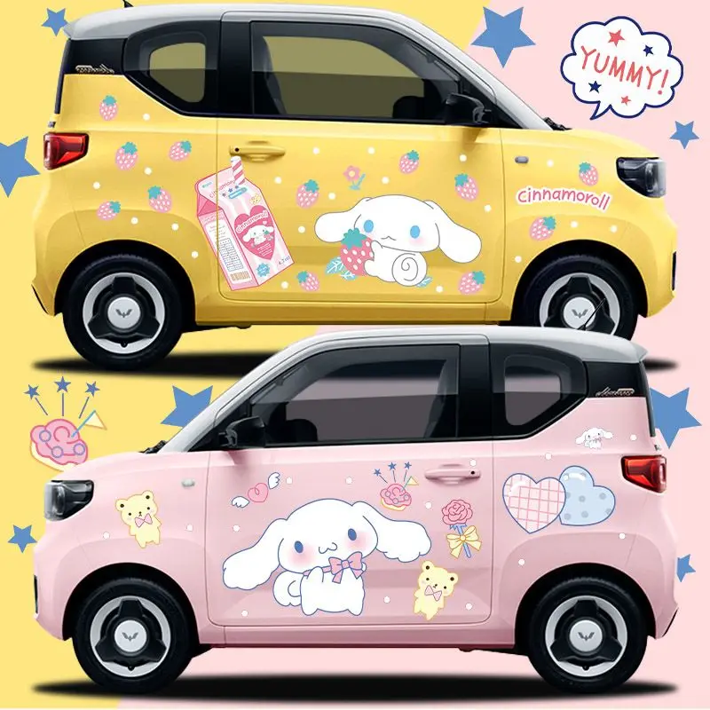 

Оригинальная автомобильная пленка Sanrio Kawaii, наклейка на автомобиль с изображением Cinnamoroll, мультяшная наклейка для декорации автомобиля, наклейка для маскировки царапин, милые аксессуары