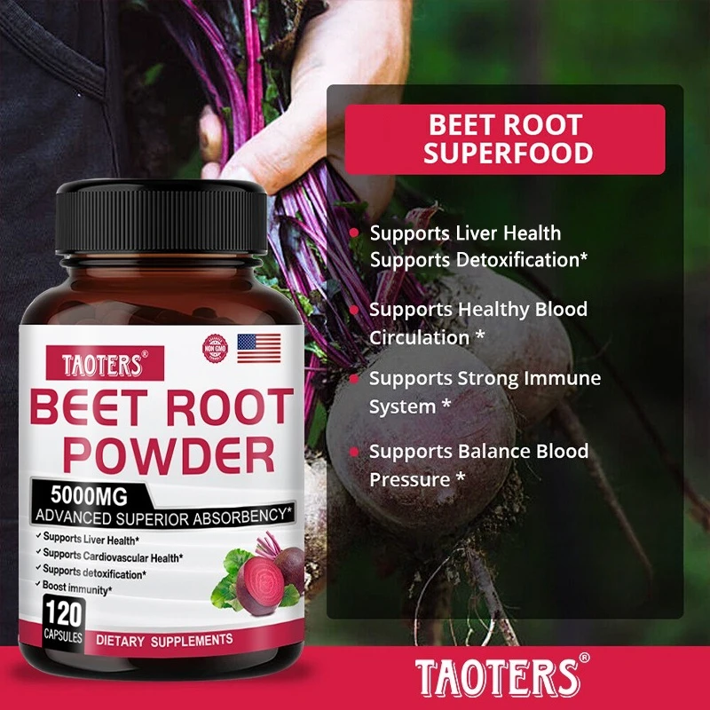 مستخلص بيترو العضوي - 3000 ملجم، يعزز الطاقة، ودعم ضغط الدم، والدورة الدموية الصحية وصحة القلب، 120 كبسولة