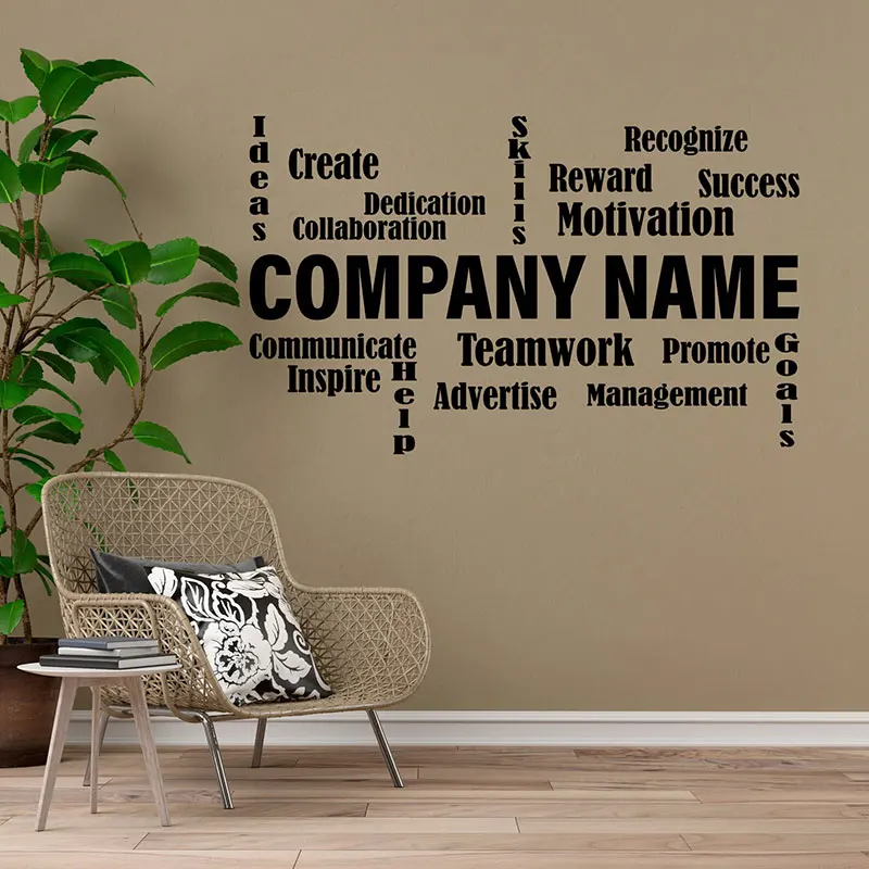 Customizable Company Name Wall Sticker Vinyl Interior Office Decor, Motivational, Letter Sign for Workplace Business Decals Q150