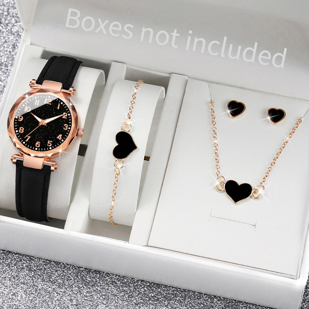 5/6PCS Fashion Women Watches Casual Leather Band Quartz Watch for Women Clock Jewelry Set Reloj Mujer（Without Box）