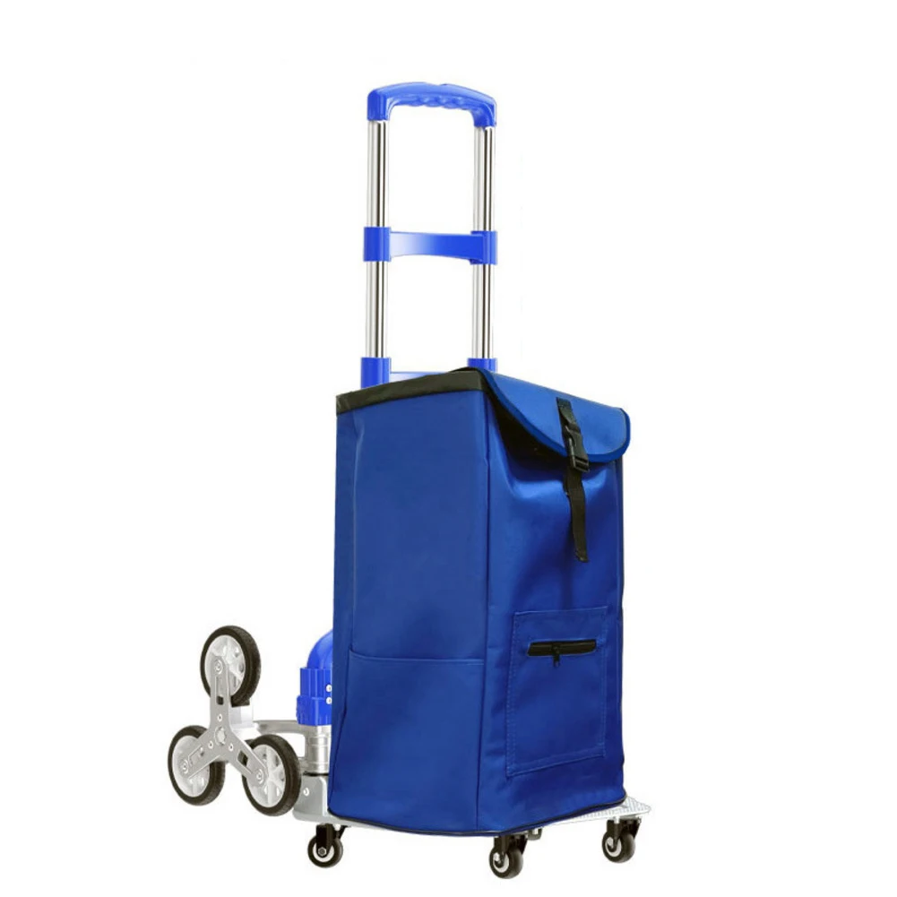 Ultralight Foldable Stair Climbing Shopping Cart with Insulated Liner Aluminum Frame and Six Wheels for Easy Transport