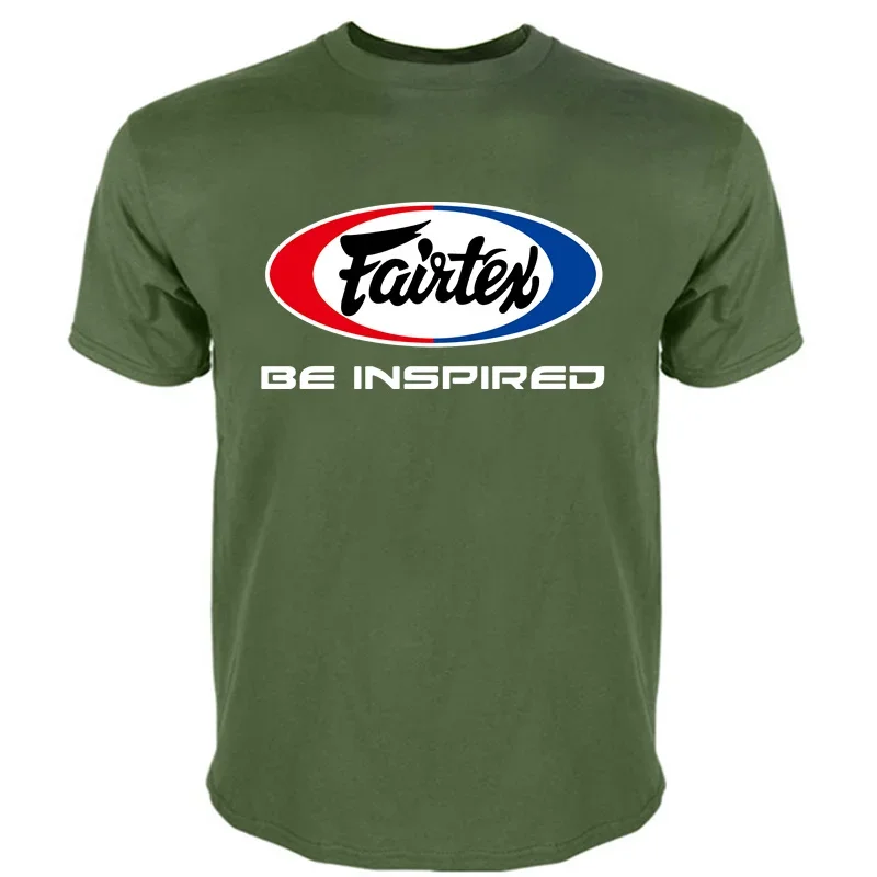 New Fairtex Kickboxing Muay Thai T shirt S-2XL sporting goods equipment apparel male brand teeshirt men summer Round Collar 2024