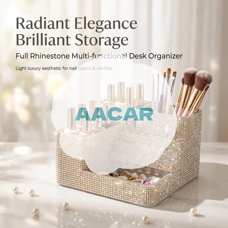 1Pcs Large-Capacity Storage Box Multifunctional Rhinestone Nail Art Tool Organizer With 21-Slot Drill Bit Holder