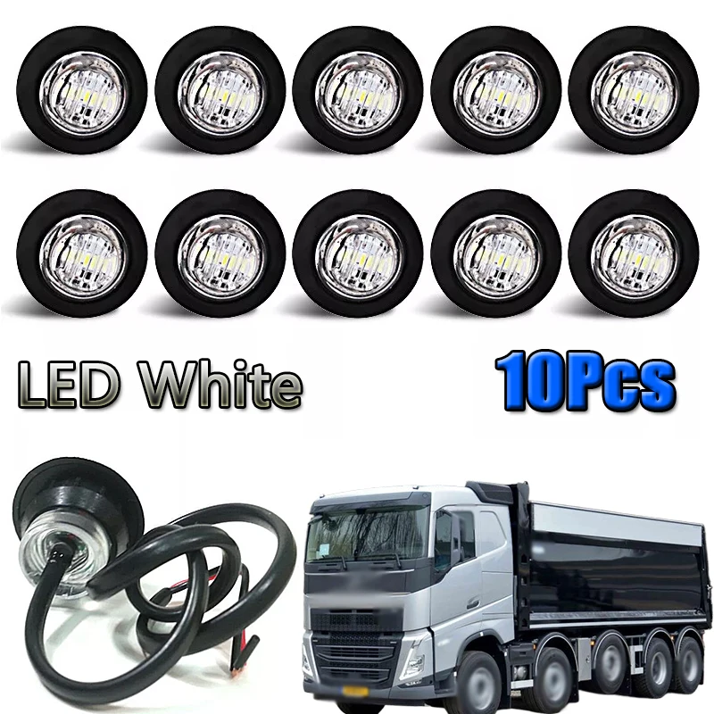 

10Pcs 12v Truck Profile Circular Side Sign LED White Lights For Trailer Boat Tractor Caravan RV Signal Lamp Car Accessories