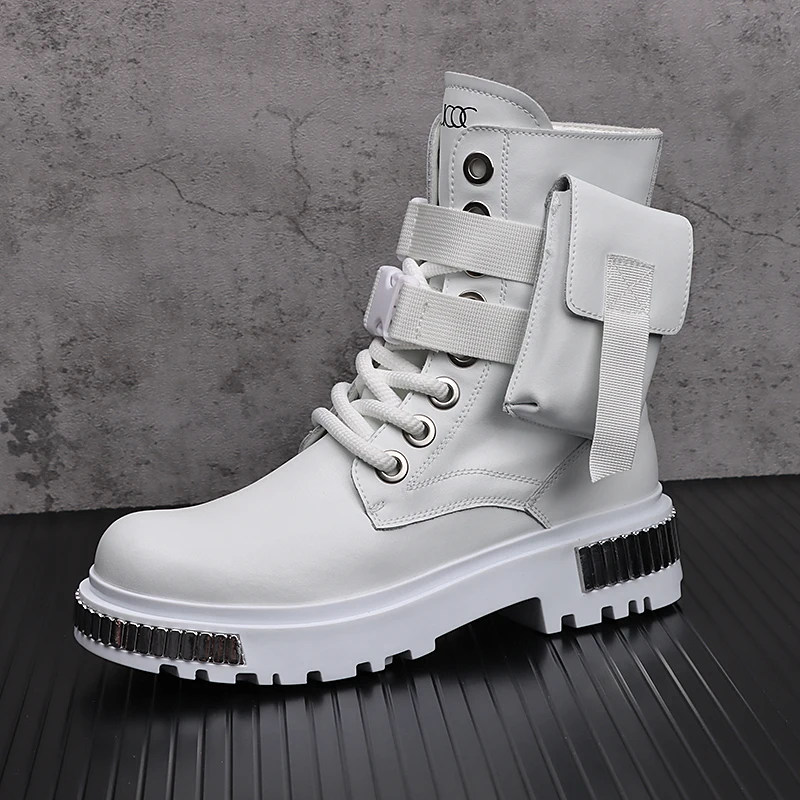 Botines de Metal para hombre, botas de tobillo populares e informales, de alta calidad, a la moda, cálidas y de lujo, para Otoño e Invierno