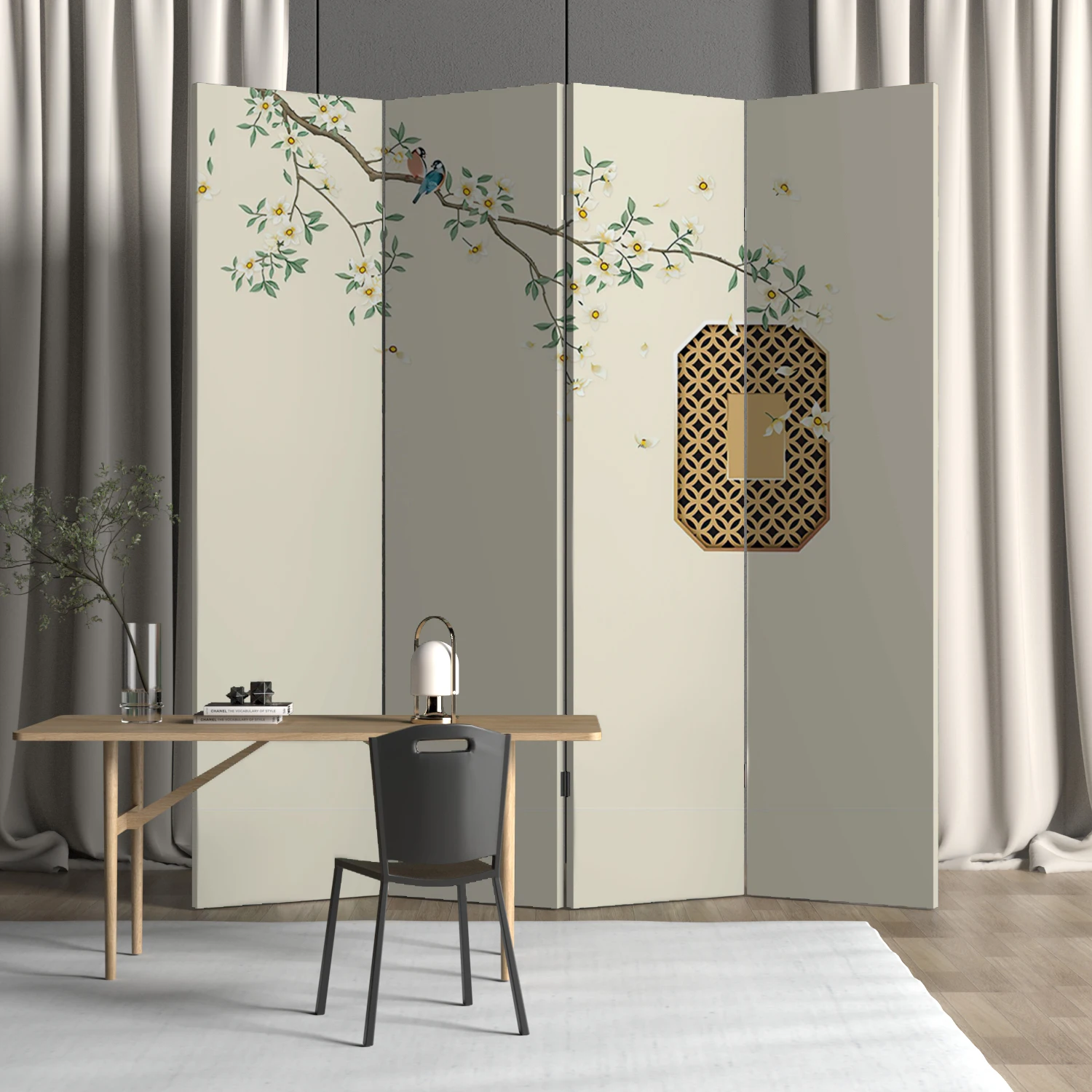 Customizable New Chinese Folding Screen Partition