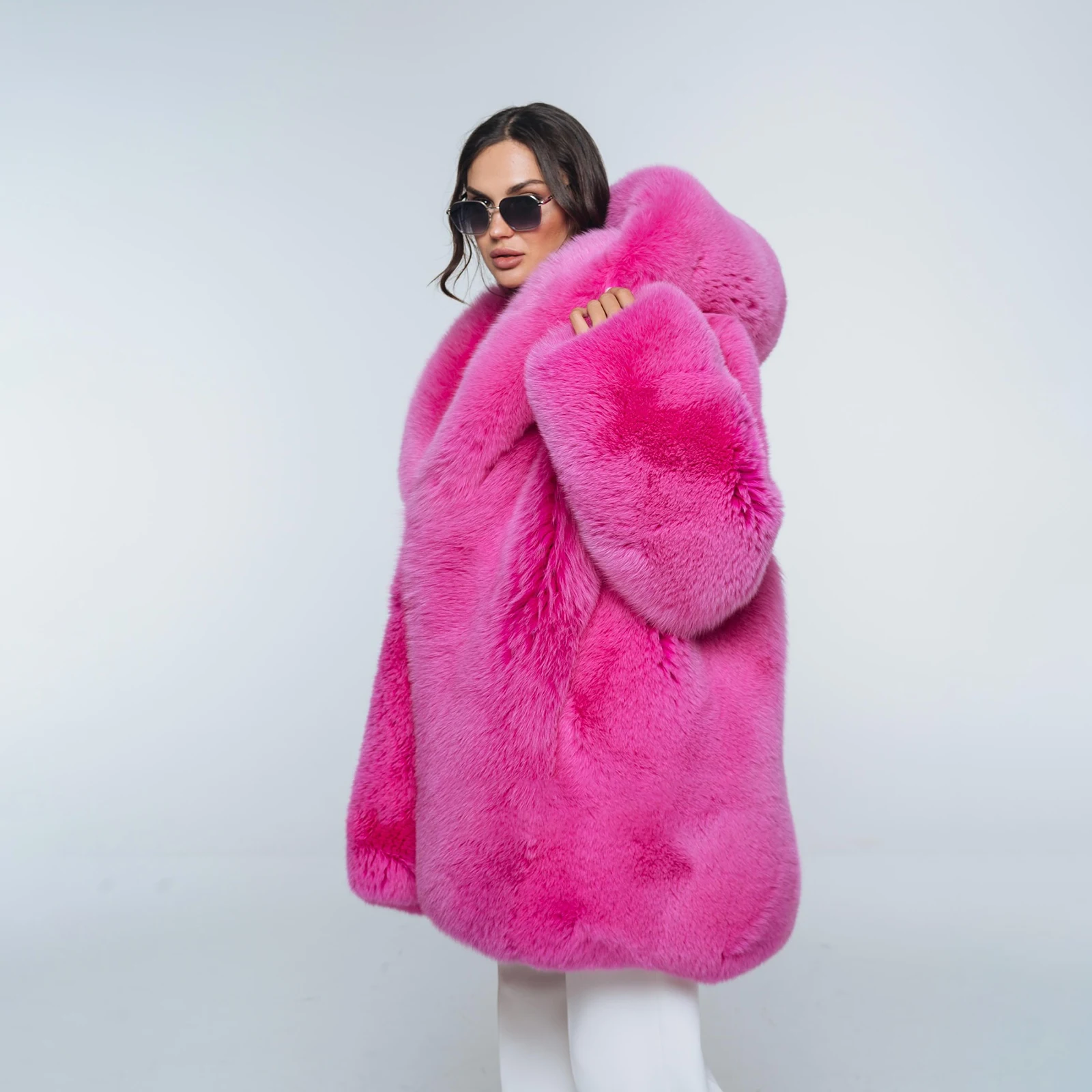 85cm Long Real Red Fox Fur Coat for Women Winter Outwear Trendy High Quality Woman Genuine Full Pelt Fox Fur Overcoat Luxury