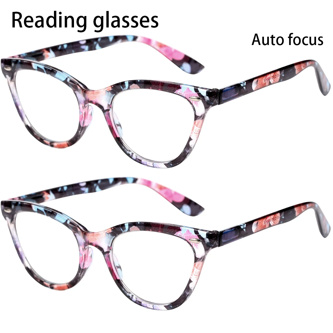 Fashion Cat Eye Auto Focus Reading Glasses, Smart Auto-adjusting Presbyopia Glasses Clear Vision for Men Women