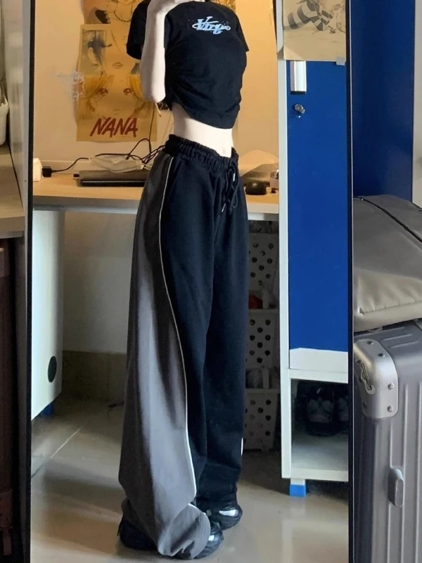 

Мужские спортивные брюки больших размеров в американском стиле, широкие, с цветными вставками, весна-осень, на эластичном поясе, удобные, мягкие, дышащие