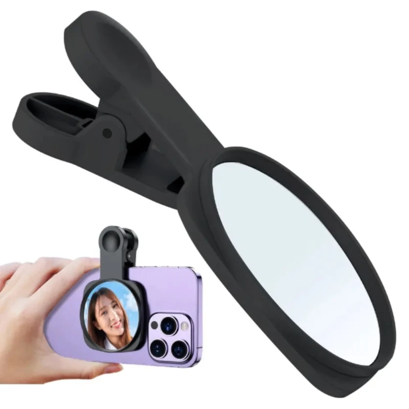 Cell Phone Rear HD Lens Reflective Mirror Clip Set Universal Selfie Video Live Streaming Cell Phone Mirror Holder For iPhone