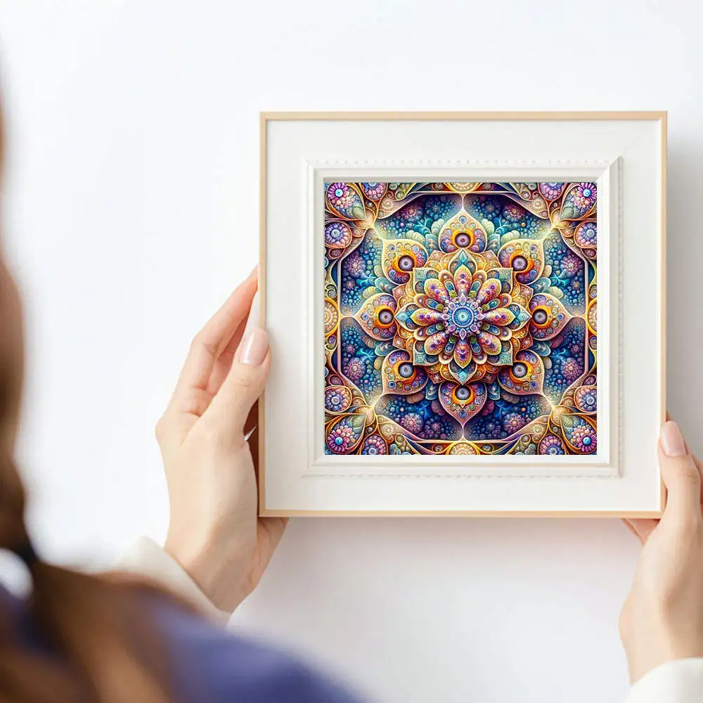 HUACAN 1pcs Diamond Painting Intricate Mandala Abstract Patterns Colorful Art Canvas 5D DIY Diamond Embroidery Kits Decor view 3