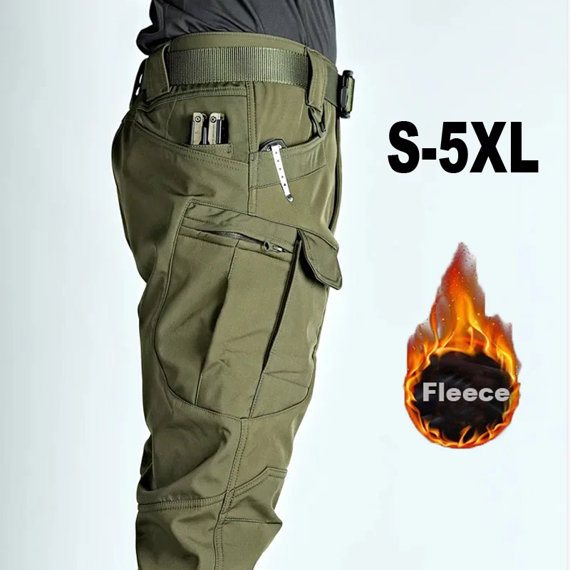 Men Winter Waterproof Climbing SkiingTrekking Fleece Fishing Tactical Sharkskin Military Pants Jackets Camping Hiking Trousers