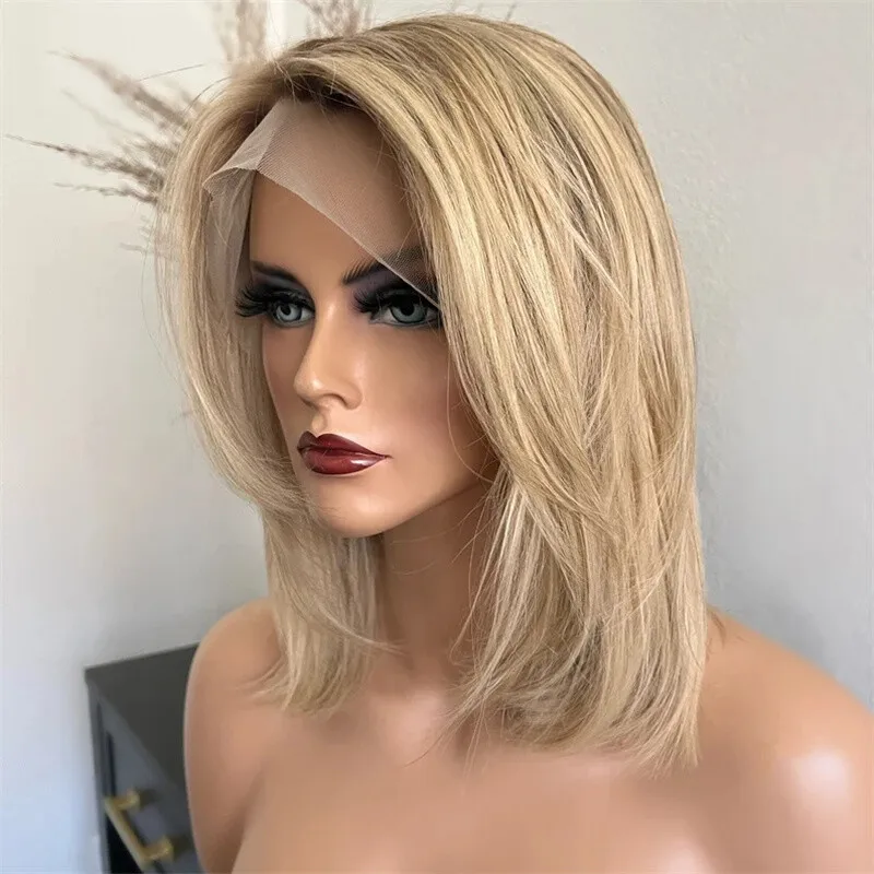 

Короткие парики Ombre клубнично-русый многослойный срез 13x4 кружева спереди