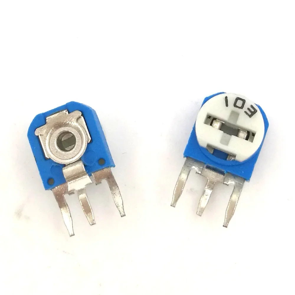 50PCS RM063 Blue and White Adjustable Resistance WH06 Potentiometer 100R 1K 10K 100K 1M 200R 2K 20K 200K 500R 5K 50K 500K