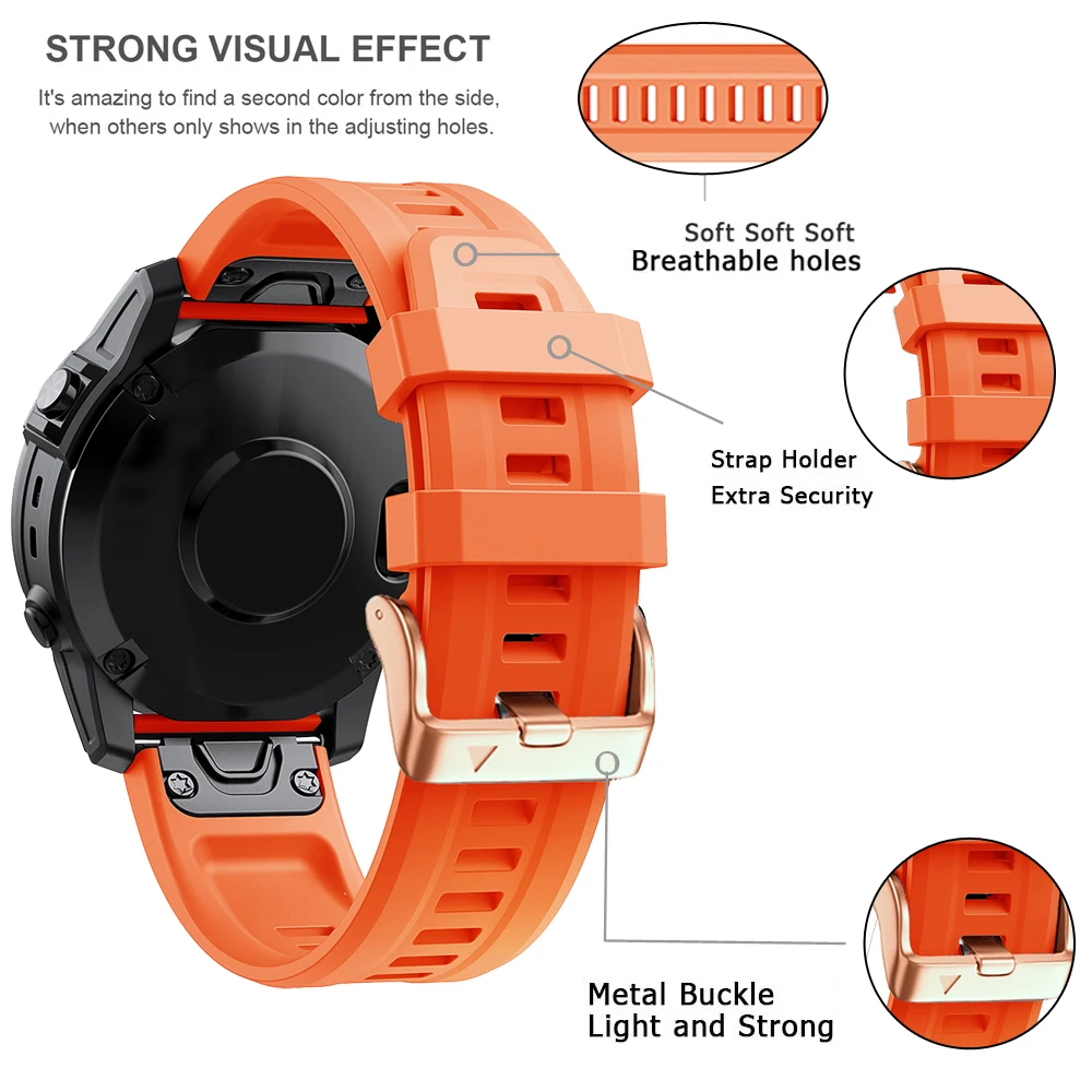 Bracelet de montre Quickfit pour Garmin Fenix, bracelet en silicone, bracelet de montre, bracelet de montre, 20mm, 42mm, 6S Pro, 7S Pro, 5S Plus