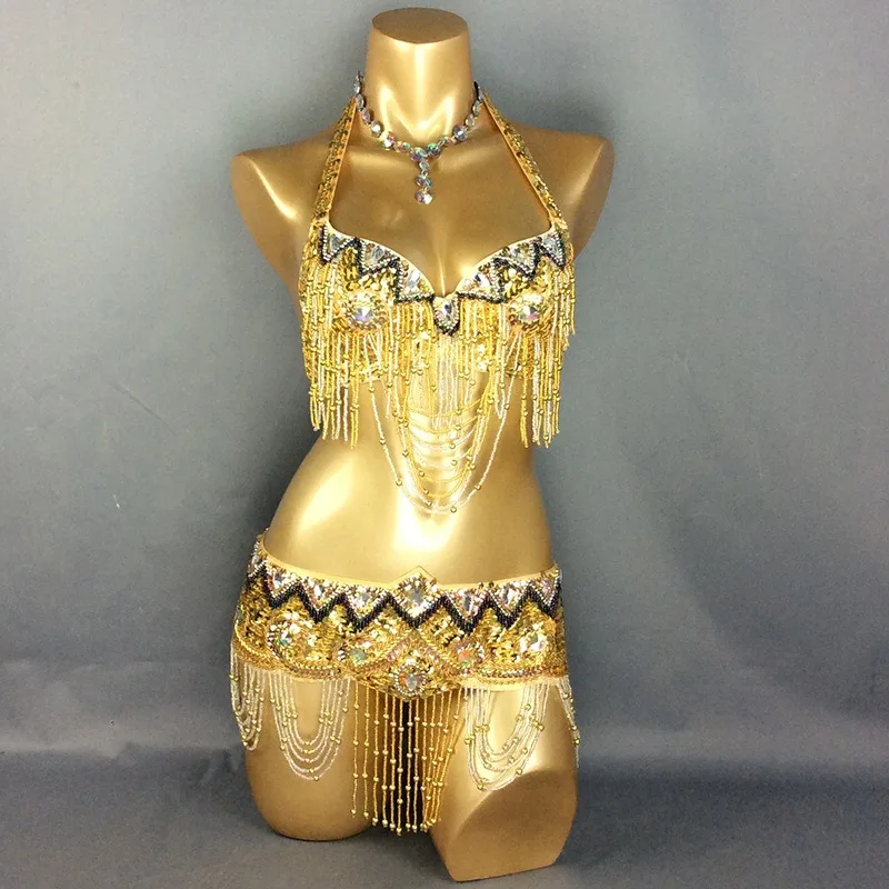 

customized runway bellydance performance set pole dance bra waist cover adult female performance dance costume disfraces adultos