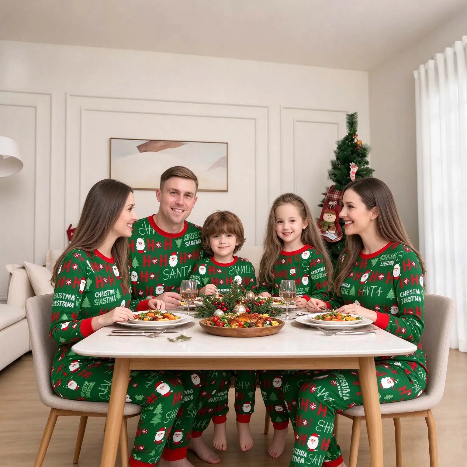 Red and White Snowman Family Christmas Pajamas Xmas Nightwear Children's Homewear Mother Father Kids Xmas Homewear Nightwear