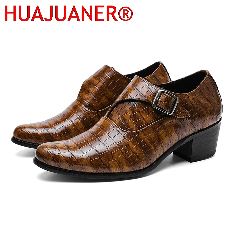 

Новые мужские туфли для увеличения роста, коричневые кожаные лоферы, модные туфли-оксфорды с эффектом крокодиловой кожи, увеличивающие рост