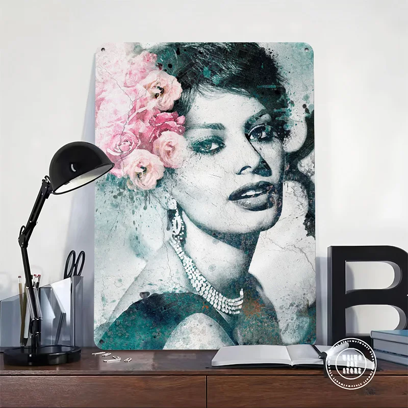 Sophia Loren 3D Texture Metal Poster Customized Wall Art Tin Sign Gift for Mancave Home Decoration Gaming Office Decor Room Cozy