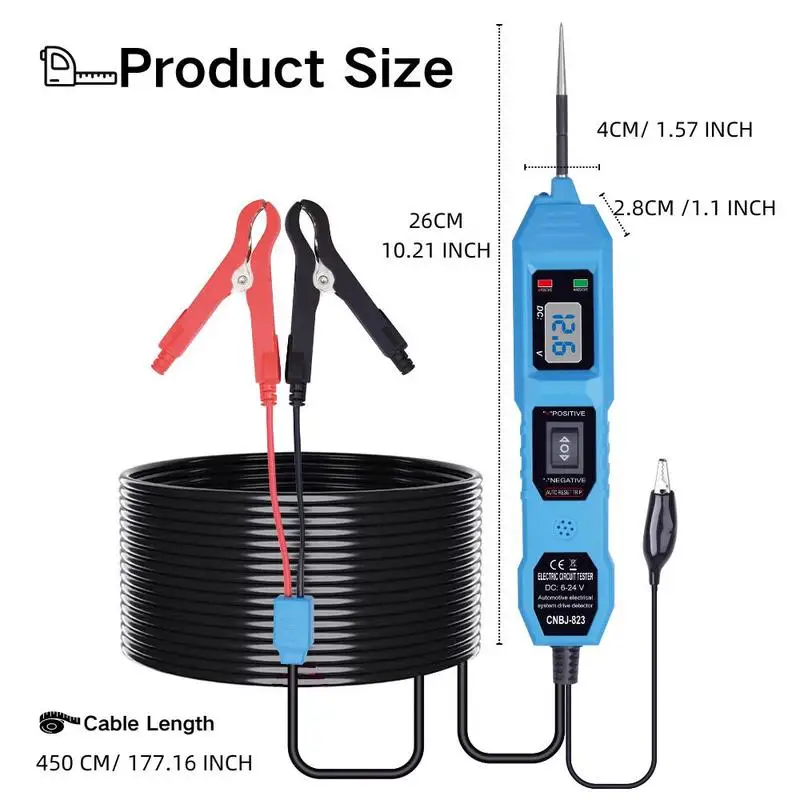 Multifunctional Car Circuit Tester Tools 1 Count CarElectrical System Diagnostic Tool With LCDDisplay, Power Probe Kit