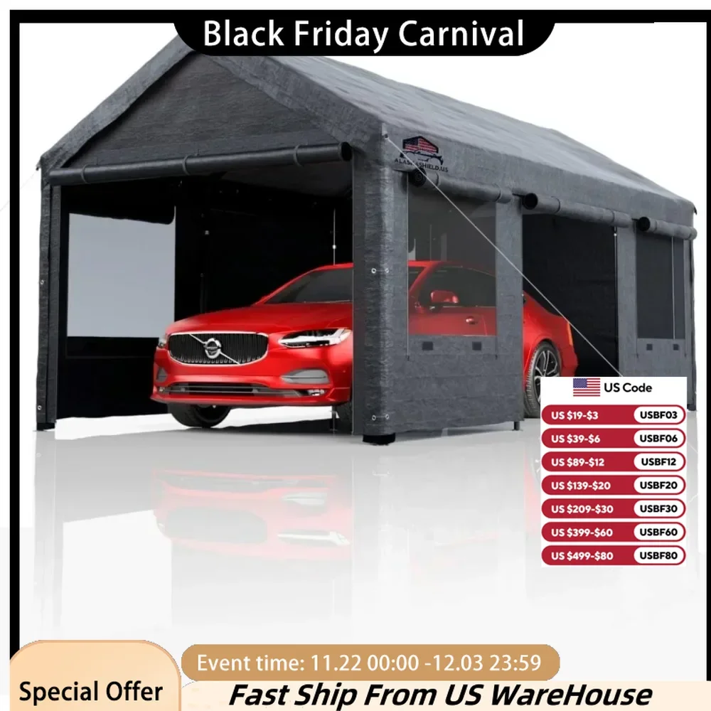 

Garages, Canopies & Carports Reinforced Heavy-duty Vehicle Interface | Height Adjustable Metal Tent Garden Buildings