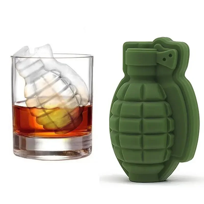 3D Grenade Shape Ice Cube Mold Freez Box Whiskey Silicone Ice Machine Bar Accessoires Cake Decorating Tools Chocolate Fondant