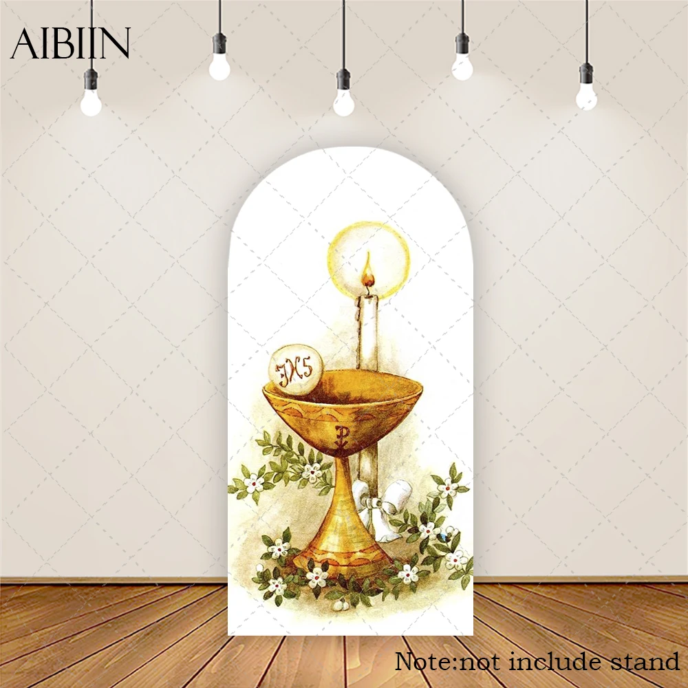 غطاء خلفية على شكل قوس للمناولة الأولى من JHS، لافتة حائط بخلفية مقوسة لحفلات المعمودية #2