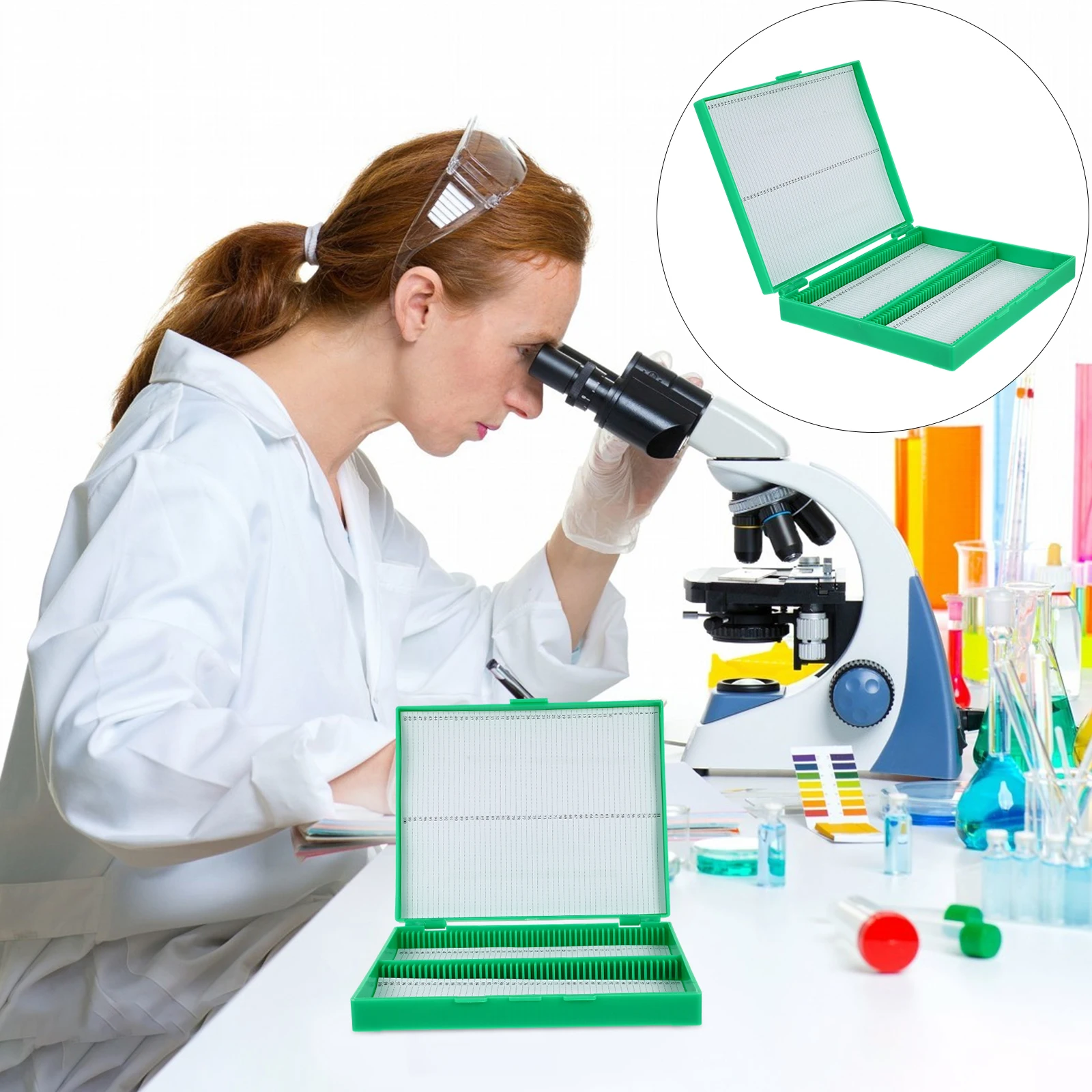 

Microscope Slide Storage Box Plastic Holder for Biology Slices Multi Slots Container Easy to Use Travel Wipes
