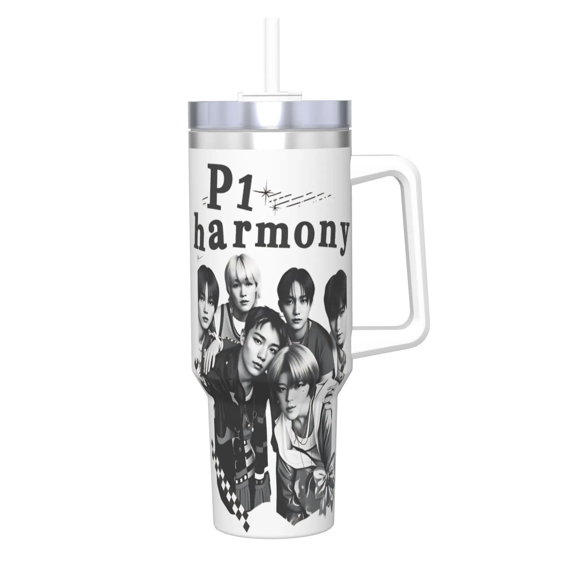 

P1Harmony 2025 Stainless Steel Tumbler Camping Thermal Cups With Straws and Lid Large Capacity Car Mugs Water Bottle