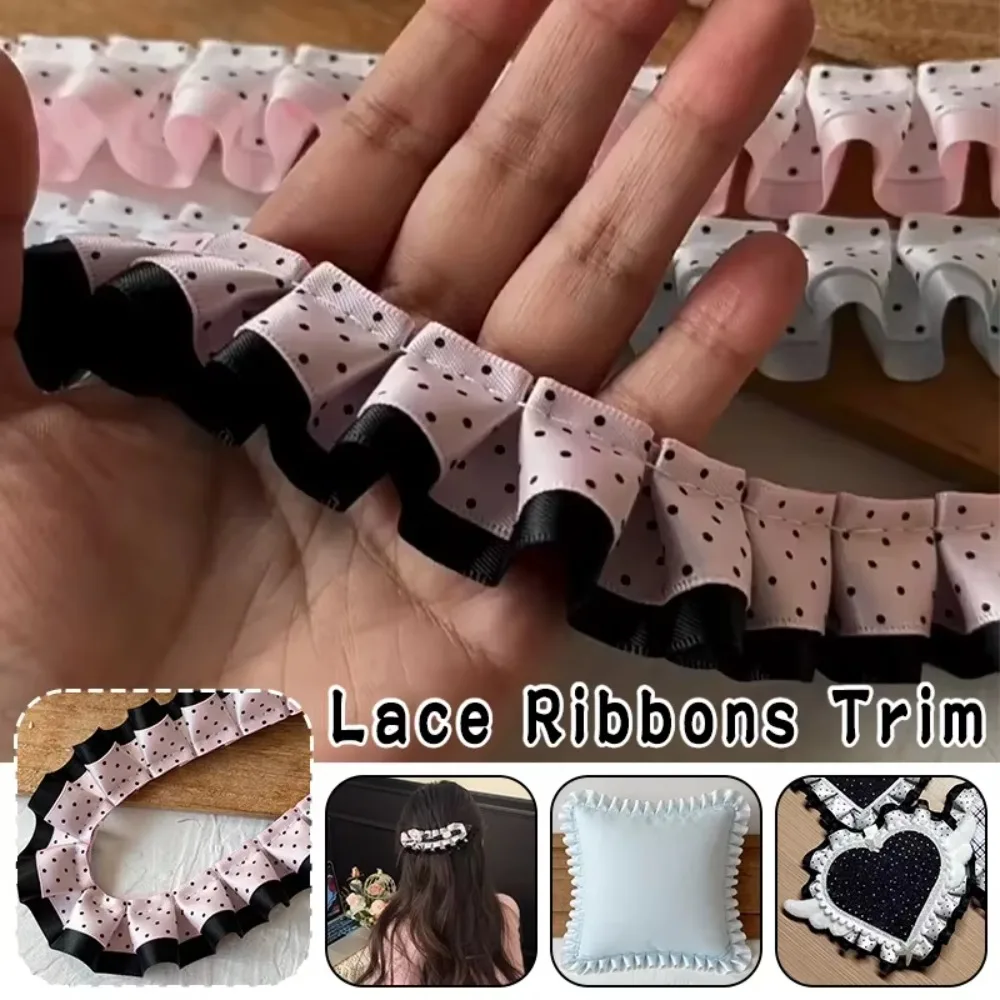 2M Pleated Ribbon Trim Ruffle Trim Collar Cuff Trim Double Layer Lace Ribbon DIY Needlework Crafts Decor Clothing Trim