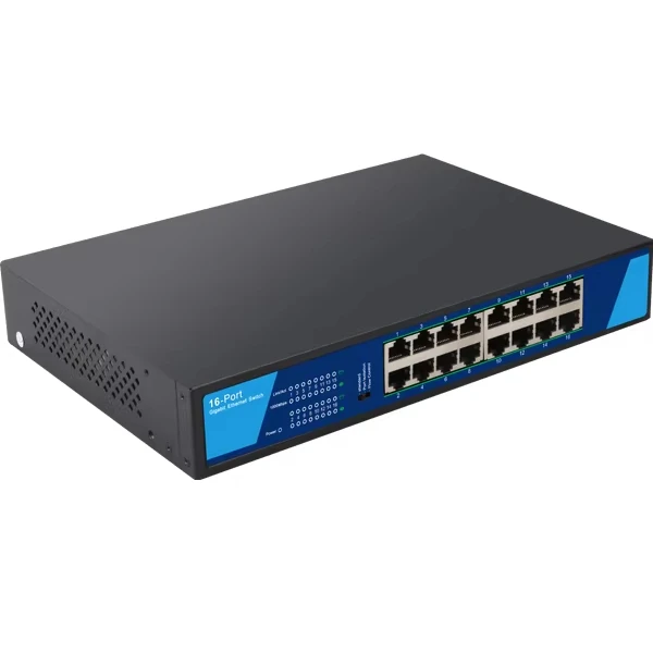13 Inches 16 Ports 10/100/1000Mbps Unmanaged Ethernet Switch Rack Mount Full Gigabit Iron Shell Network Switch Multi-mode