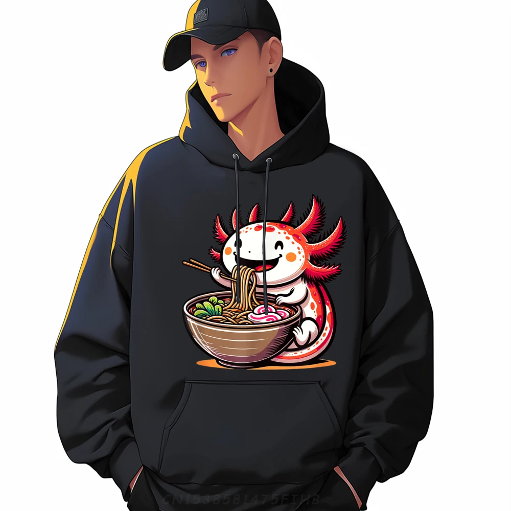 

Kawaii Axolotl Eating Ramen Noodles 3d Printed Sweatshirts Long Sleeve Hoodie Men Family