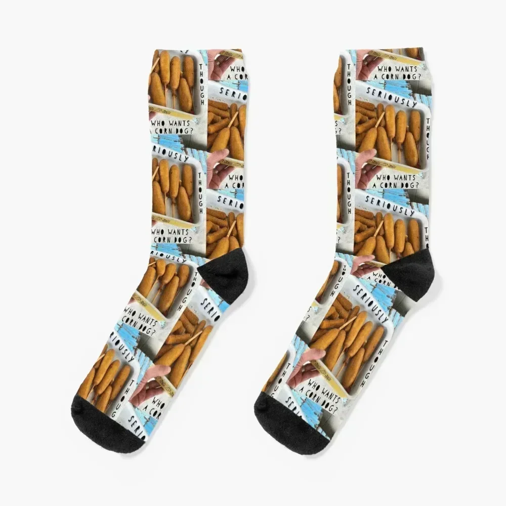 

Seriously Though, Who Wants Corndogs Socks cute hockey gifts bright garter Men's Socks Women's