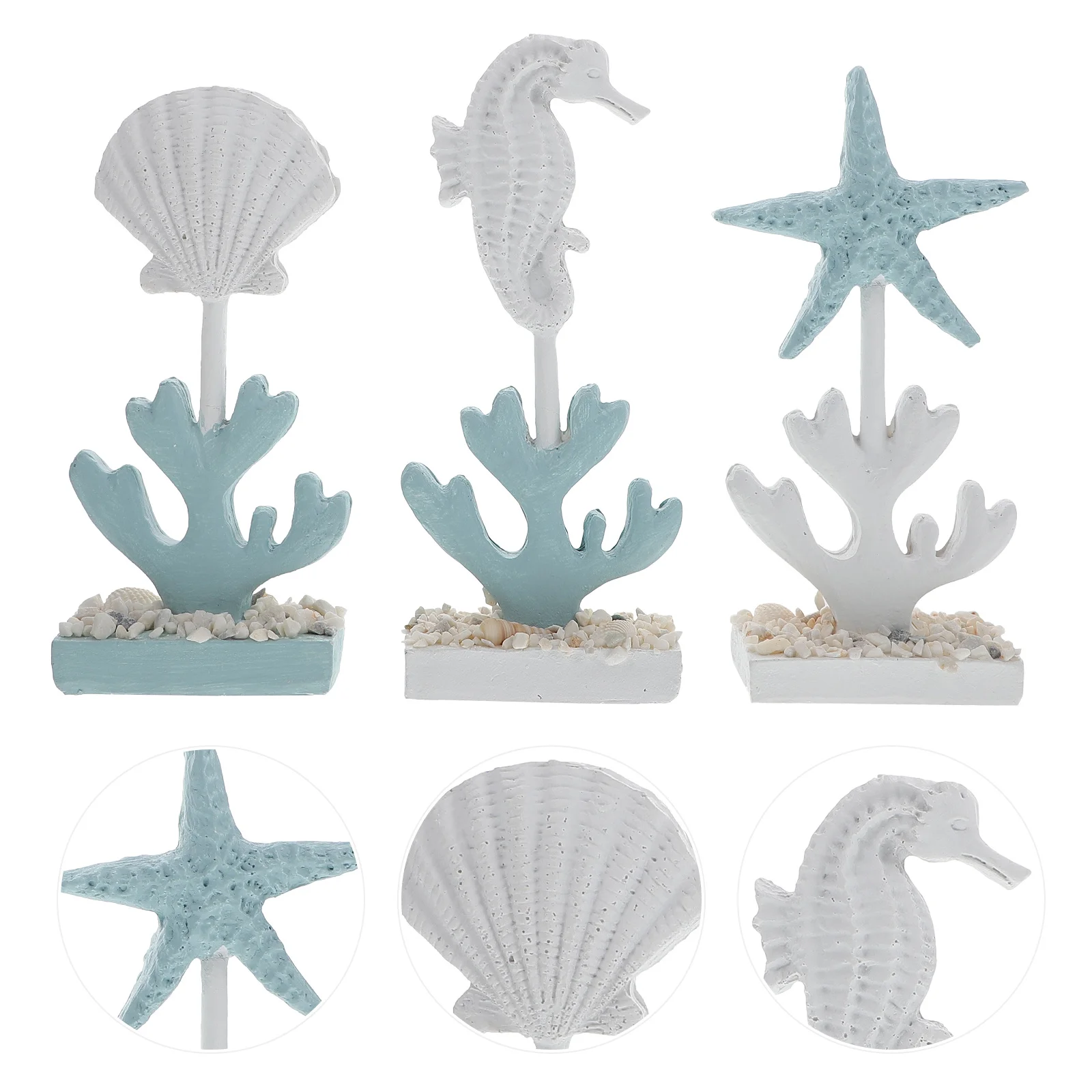 

3Pcs Mediterranean Style Sea Shell Resin Desktop Decor Unique Home Ornament Exquisite Marine Life Adornment