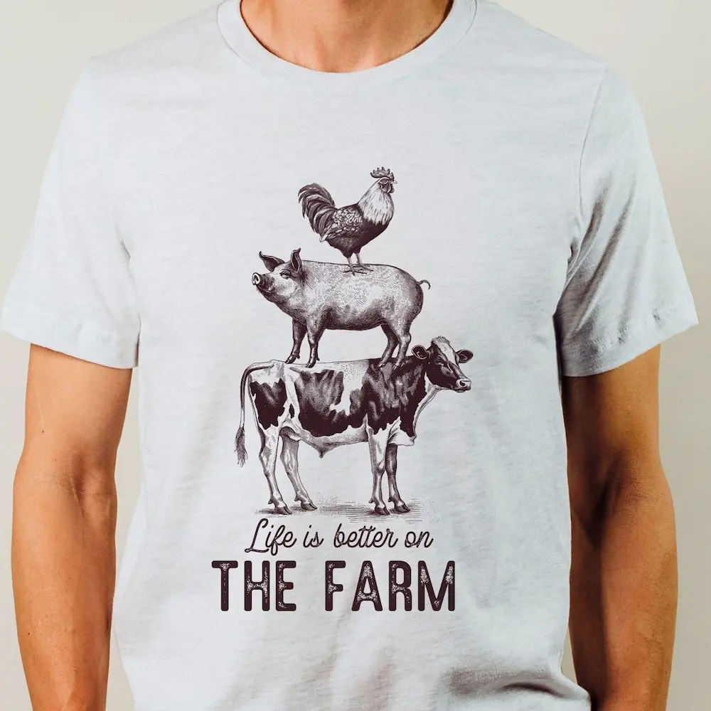 Life Is Better On The Farm T Shirt Funny Animal Cute Barn Country Girl Boy