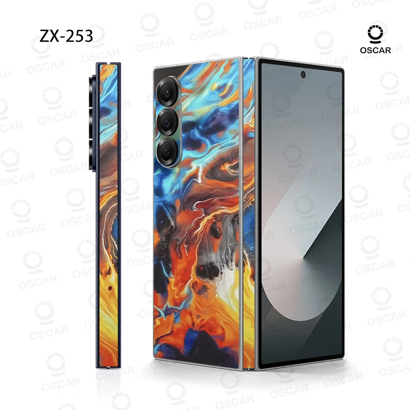 Stiker Anti Gores Warna-warni 3M untuk Samsung Galaxy Z Fold6 5 4 3 7 Fold5 Fold4 Stiker Pelindung Penutup Kulit Film Belakang