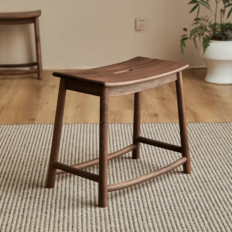 

Solid Wood Saddle Stool Black Walnut Dressing Stool Curved Seating Dining Table Seats Versatile Scene Modern Furniture