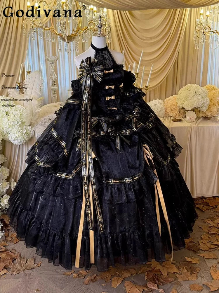 

Gothic Ladies Evening Dress 2026 New Exquisite Elegant Vintage Halter Sleeveless Birthday Party Ball Gown Top Skirt 2-Piece Set