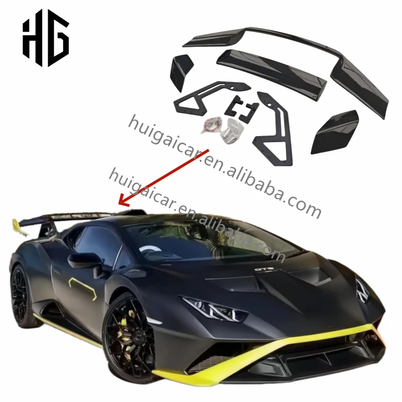 

STO Style Dry Carbon Fiber Rear Wing For Lamborghini Huranan LP580 LP610 EVO Trunk Lip Spoiler Covers