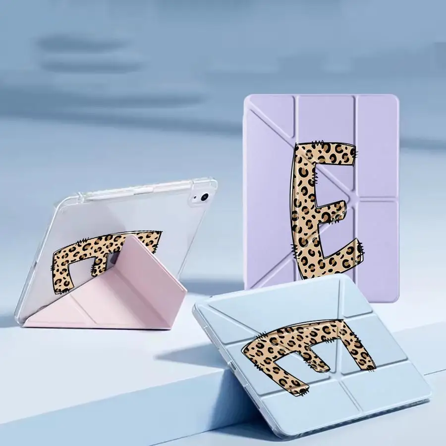 

Leopard Letter E Tablet Case For iPad Pro 11th 10th 9th 8th 12 Air 4 5 M3 M2 M4 11inch Mini 6 7 Pro 2025 Holder Cover Y-Fold