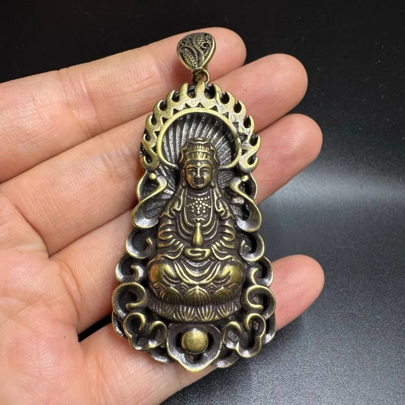Brass Net Bottle Lotus Guanyin Small Ornament Copper Guanyin Pendant Pendant Bronze Buddha Statue Brand