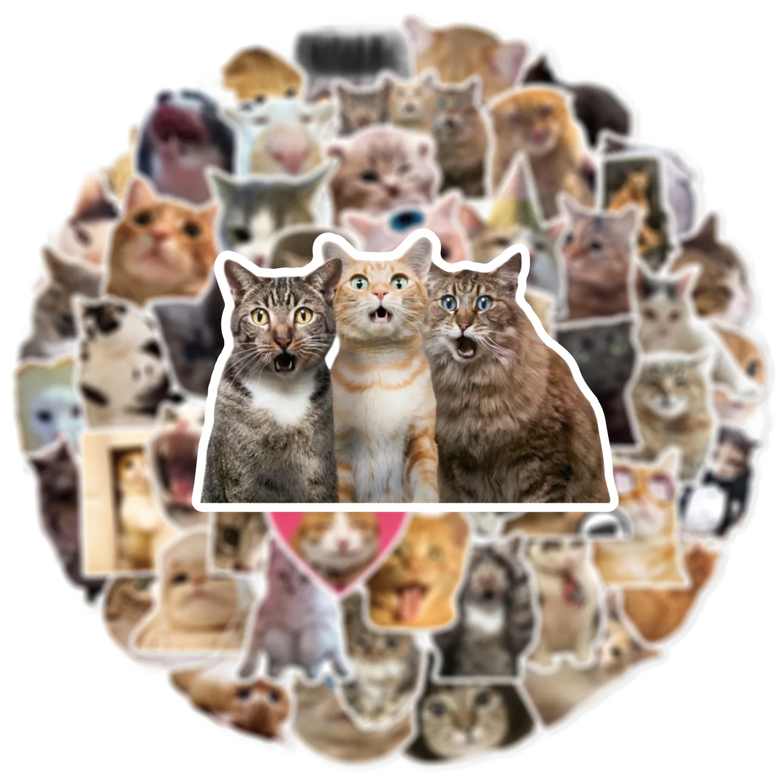 50PCS Lustige Katze Ausdruck Graffiti Aufkleber Set Wasserdichte DIY Collage Material für Koffer Skateboard Telefon Fall Dekor
