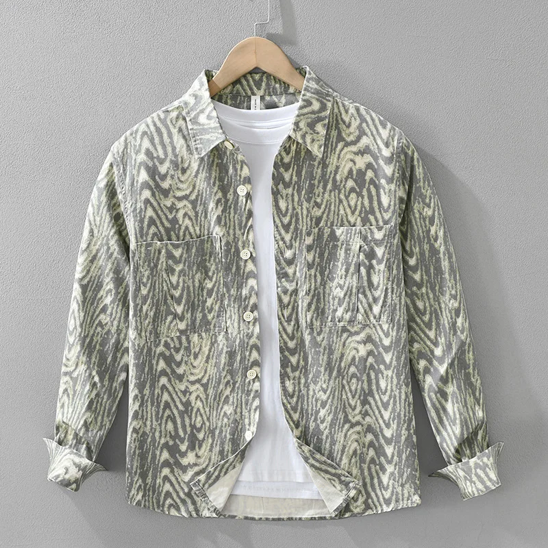 

Весенне-осенняя модная брендовая рубашка с длинным рукавом, новая модная модная свободная молодежная универсальная одежда с принтом