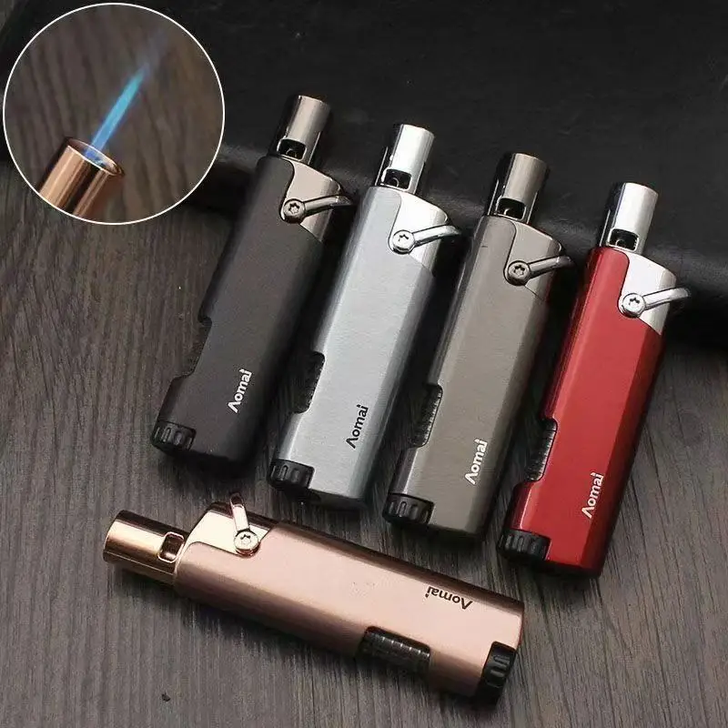 

Outdoor Metal Direct Spray Lighter Portable Visual Window Windproof Blue Flame Turbine Inflatable Torch Lighter Men's Gift