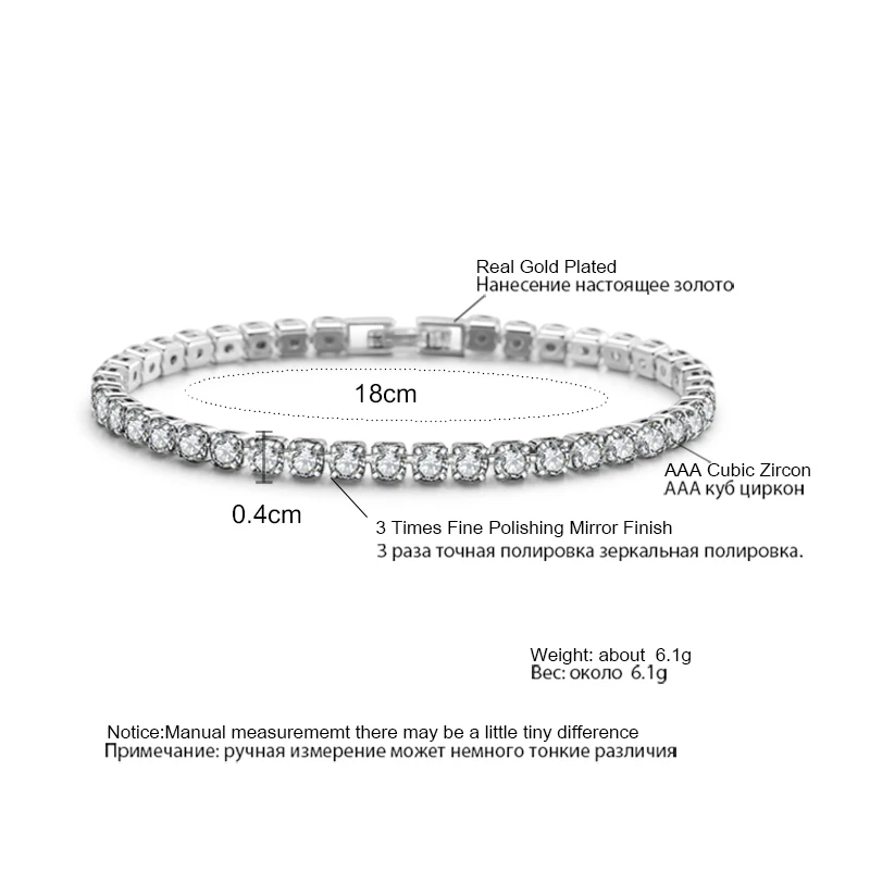 ZAKOL 2mm 3mm 4mm Hip Round Cubic Zirconia Crystal Tennis Bracelets for Women Fashion Wedding Jewelry Pulseras Mujer BP171