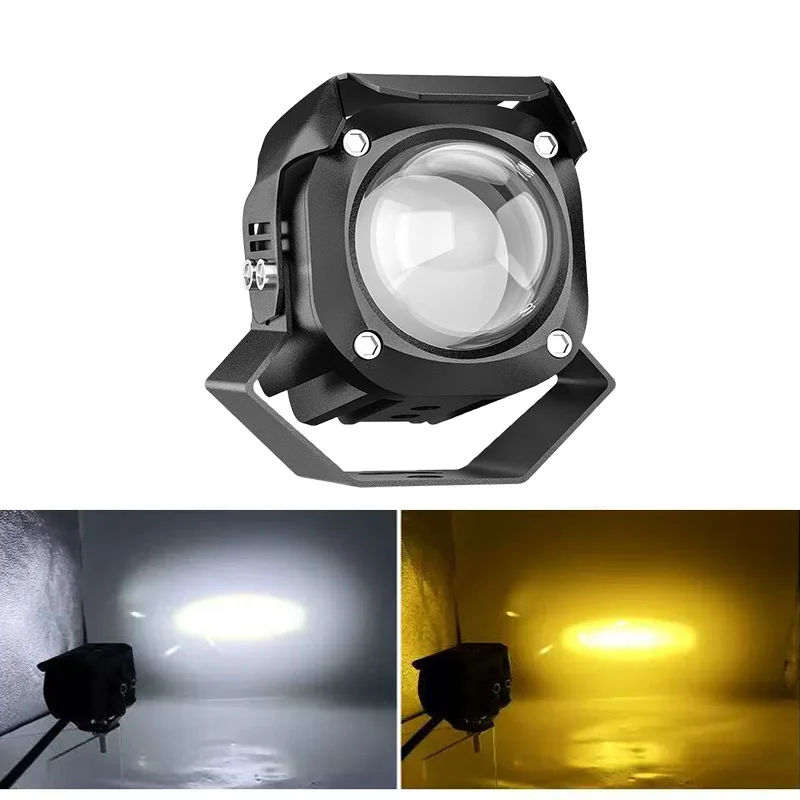 

Universal 2.5 Inch Motorcycle LED Spotlight White Yellow Hi/Low Beam Projector Lens Headlight Mini Driving Light Fog Lamps 9-32v