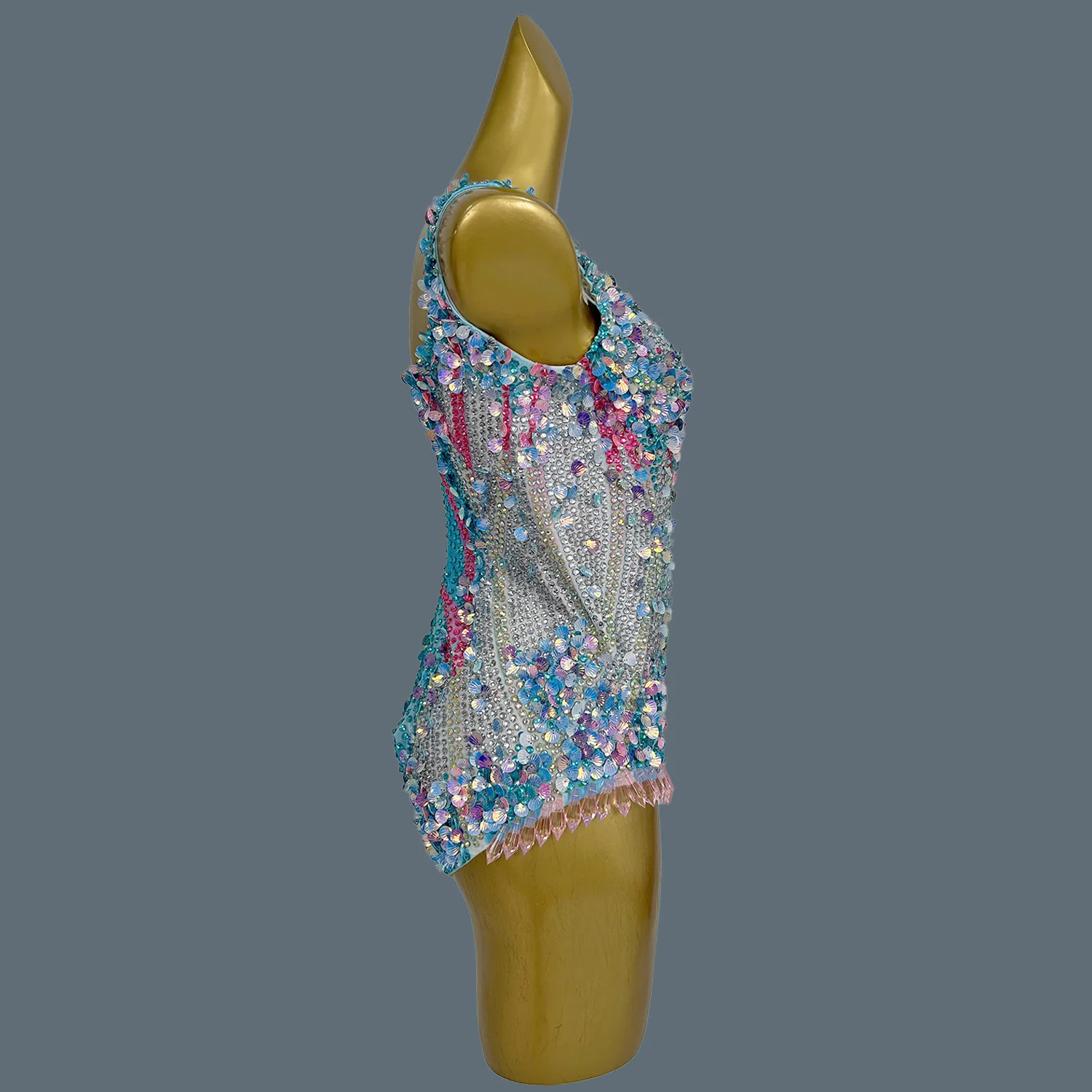 Wanita Seksi Tahap Berlian Imitasi Payet Leotard Malam Ulang Tahun Merayakan Bodysuit Kostum Kinerja Pemotretan Pakaian Meimei