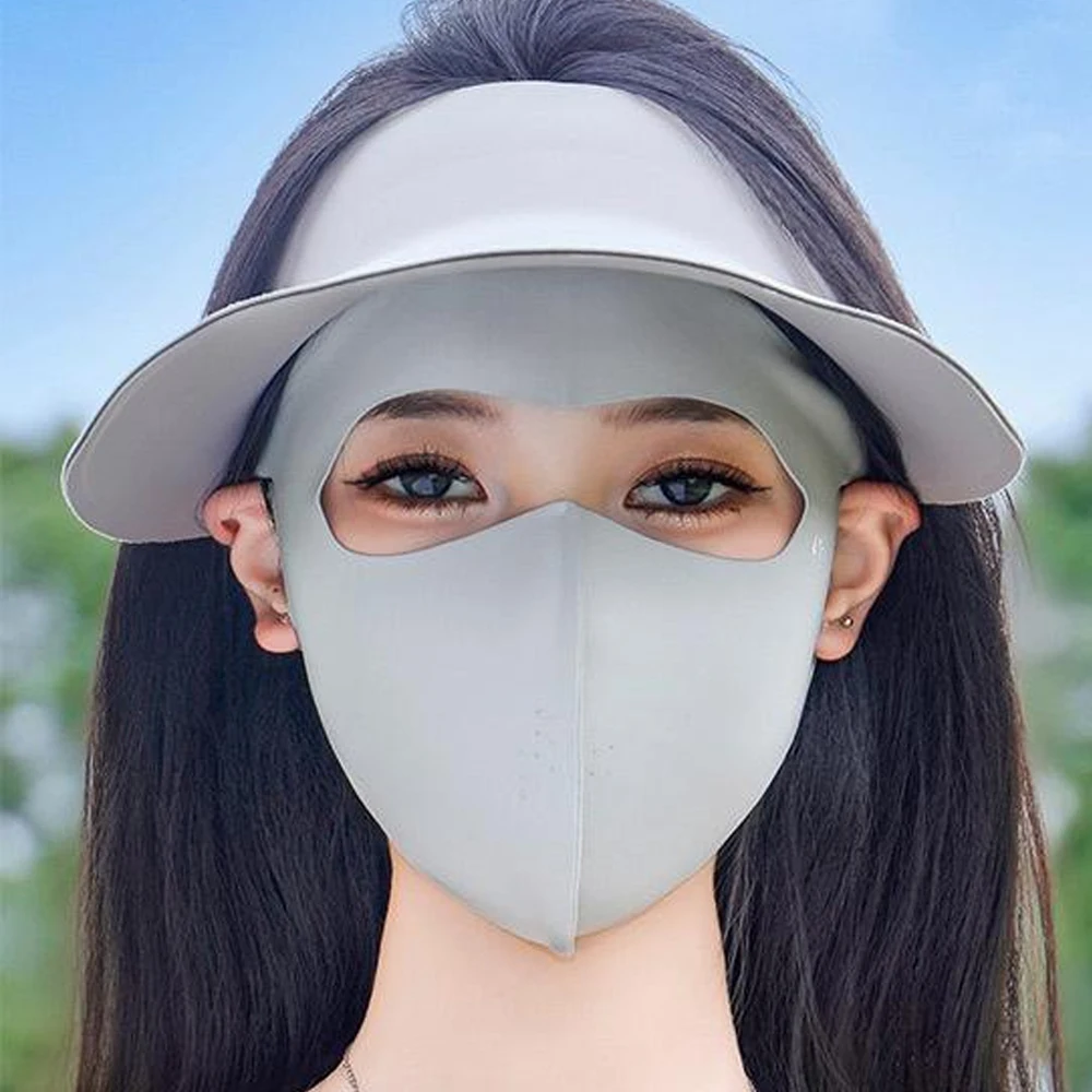 Summer Hyaluronic Acid Facekinis Outdoor Motorcycle Cycling Full Face Sunscreen Mask UPF 50+ Ice Silk Cool UV Protection Cover