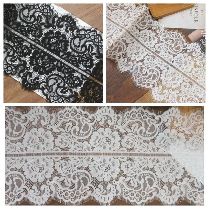 

33CM Wide, High-end Bone Thread Eyelash Lace Decal Fabric,Handmade Double-sided Clothing Splicing Fabric, Decorative Accessories
