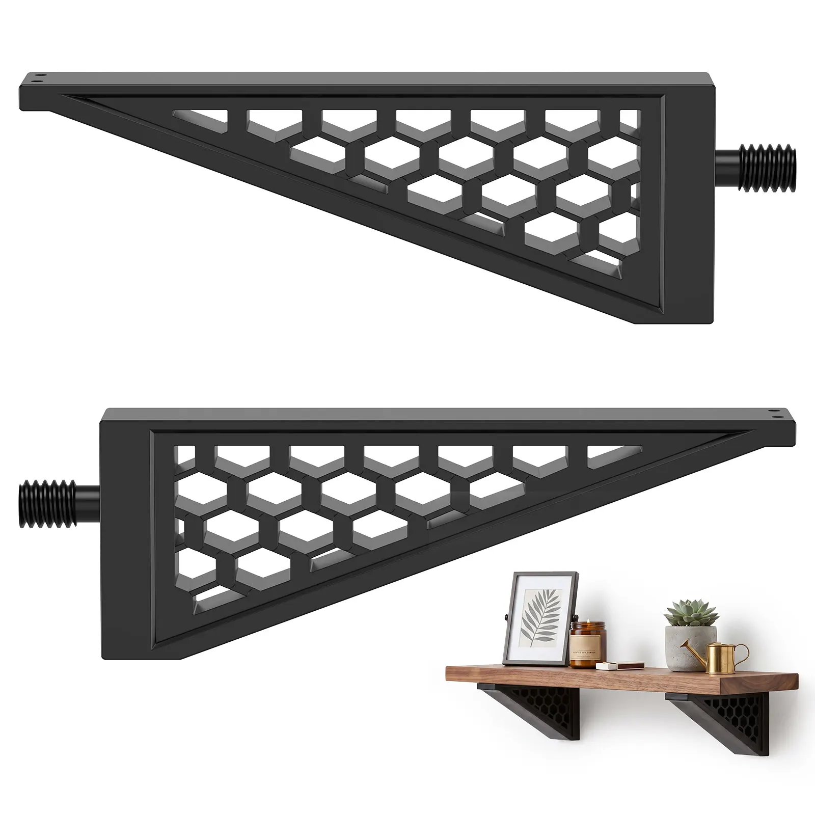2Pcs Storage Shed Shelf Brackets ABS Triangular Honeycomb Wall Mounted Rack Support for Outdoor Garden Tool Garage Organization